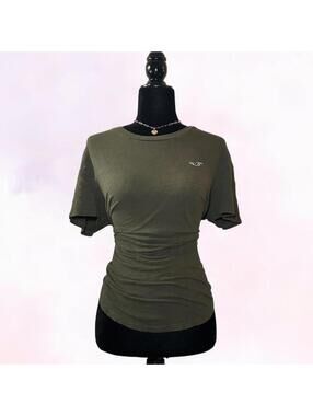 Vintage Hollister Green Tee Y2K Faded Streetwear Size M